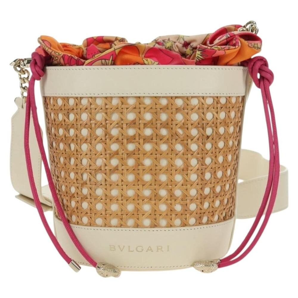 Bvlgari Raffia Serpenti Forever Shoulder Bag Beige